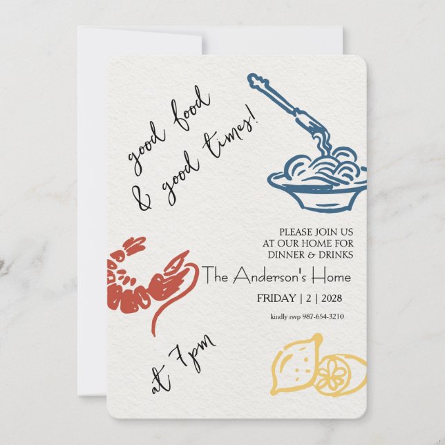 Convite Good Food & Good Times Thanksgiving (Frente)