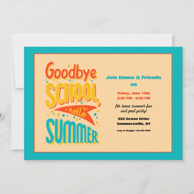 Convite Goodby School Hello Summer (Frente)
