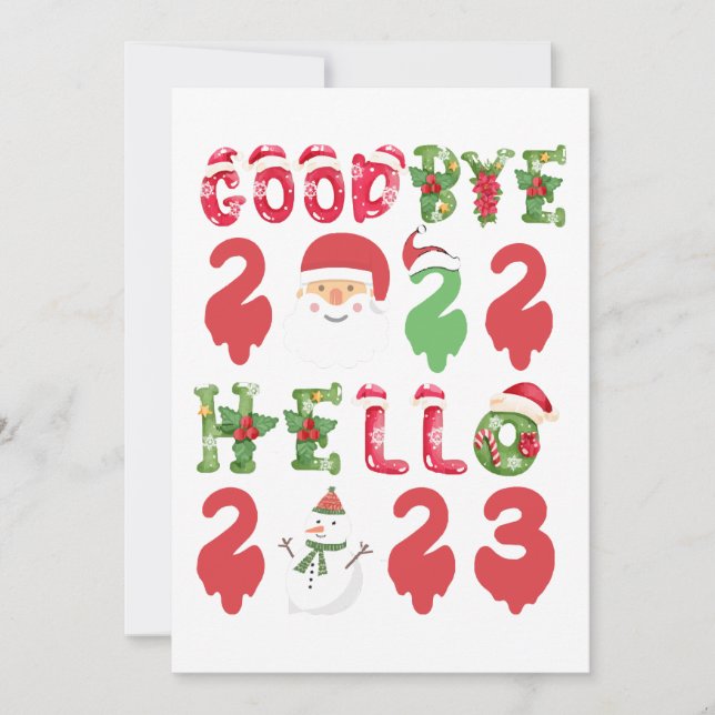 Convite Goodbye 2022 Hello 2023 Happy New Year Christmas  (Frente)