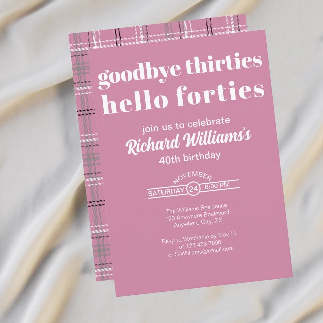 Convite Goodbye Thirtis Hello Forties Modern 40th Birthday (Criador carregado)