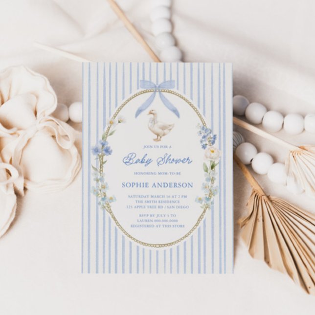 Convite Goose Cottage Blue Baby Shower (Criador carregado)