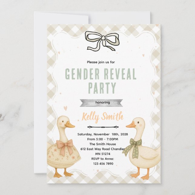 Convite Goose Gender Reveal Invitation (Frente)