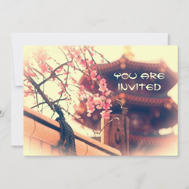 Convite Gordo Primavera de cerca de Pagoda Plum Blossoms B (Frente)