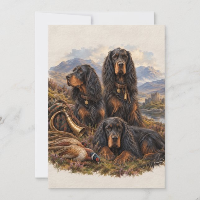 Convite Gordon setter com faisões, Arte (Frente)