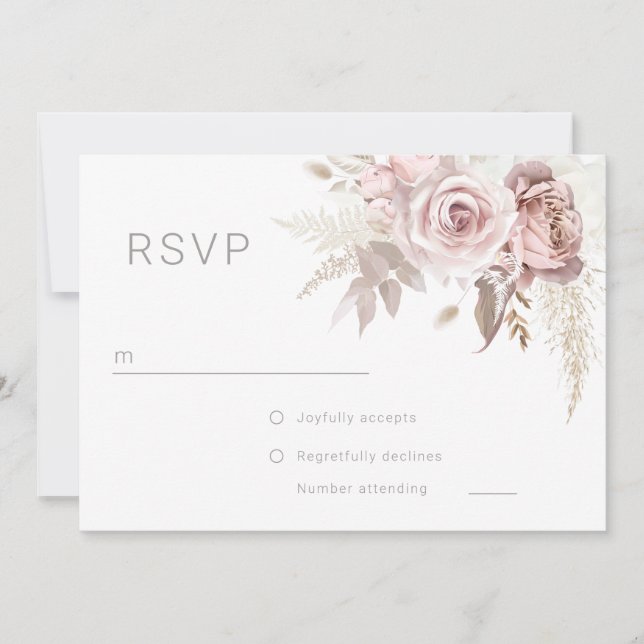 Convite Gorgeous Blush Floral Wedding Digtial RSVP  (Frente)
