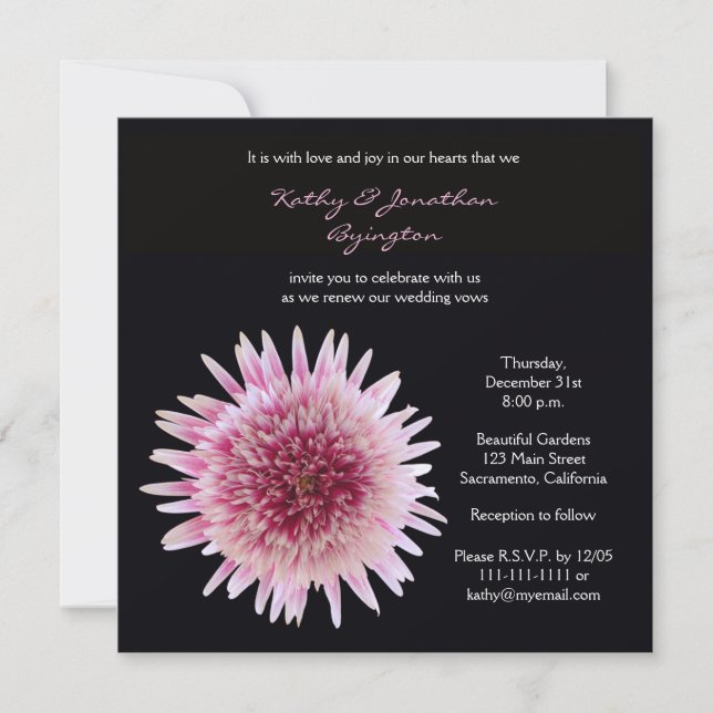 Convite Gorgeous Gerbera Vow Renewal (Frente)