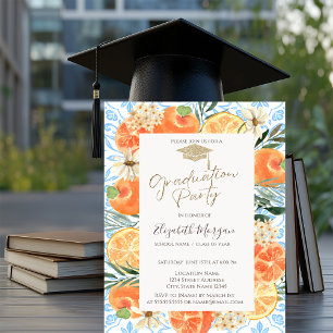 Convite Gorra de Graduação, Laranja Mediterrâneo Azul Grad