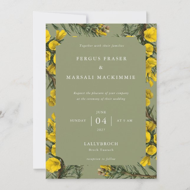 Convite Gorse Botanical Pattern Invitation (Frente)