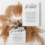 Convite Gossamer Sobrepõe fontes negras Foto 2 em 1 casame<br><div class="desc">Dois informais em um convite de casamento com você são convidados escritos em uma bela caligrafia através de uma abertura transparente de aquarela decorando sua foto. Adicione os detalhes do seu casamento à parte de trás do convite de casamento fotográfico informal em texto preto sobre fundo branco.</div>