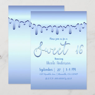 Convite Gotejamento Azul Congelante Inverno Maravilha Doce