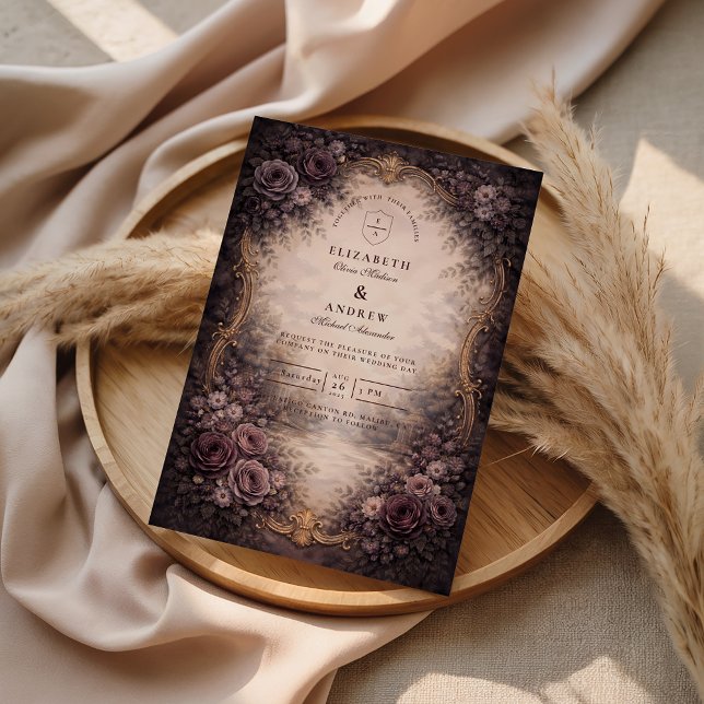 Convite Gothic Baroque Rose Wedding (Criador carregado)