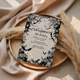 Convite Gothic Bats & Roses Birthday