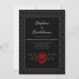 Convite Gothic Black Damask Rose Wedding