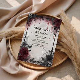 Convite Gothic Blood Roses Birthday