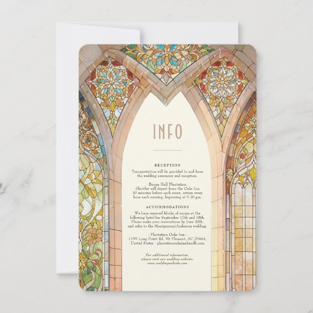 Convite Gothic Cathedral Stained Glass Info Card (Frente)