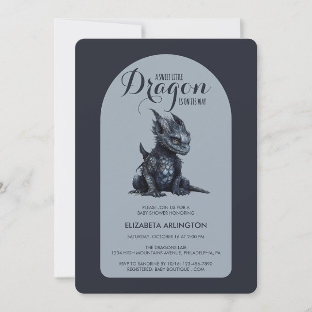 Convite Gothic Dark Dragon Baby Shower Invitation (Frente)