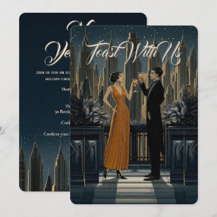 Convite Gothic Deco Festa de Ano Novo com Toast da Silhu
