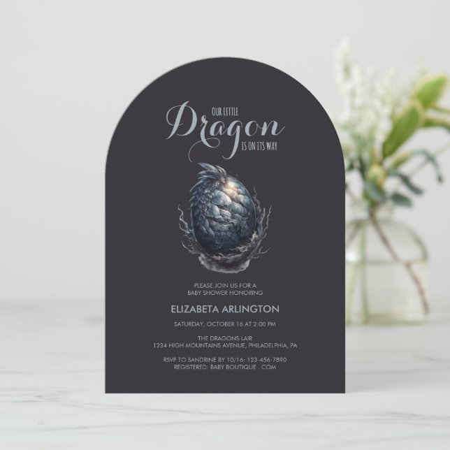 Convite Gothic Dragon Egg Baby Shower (Em pé/Frente)
