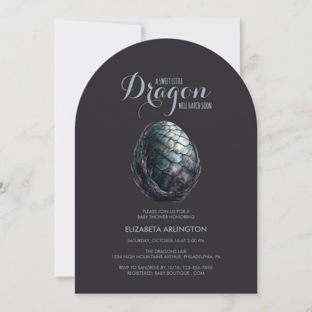 Convite Gothic Dragon Egg Baby Shower Invitation (Frente)