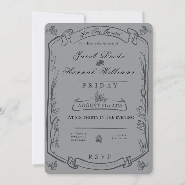 Convite Gothic Forest Moody Wedding Invitation (Frente)
