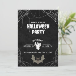 Convite Gothic Halloween Party Invitation with Spiders