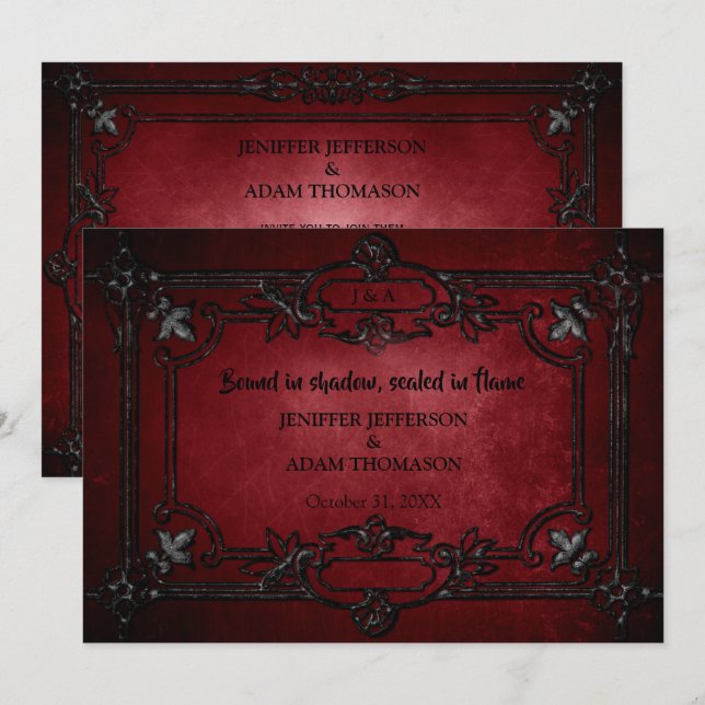 Convite Gothic Halloween wedding invitation (Frente/Verso)