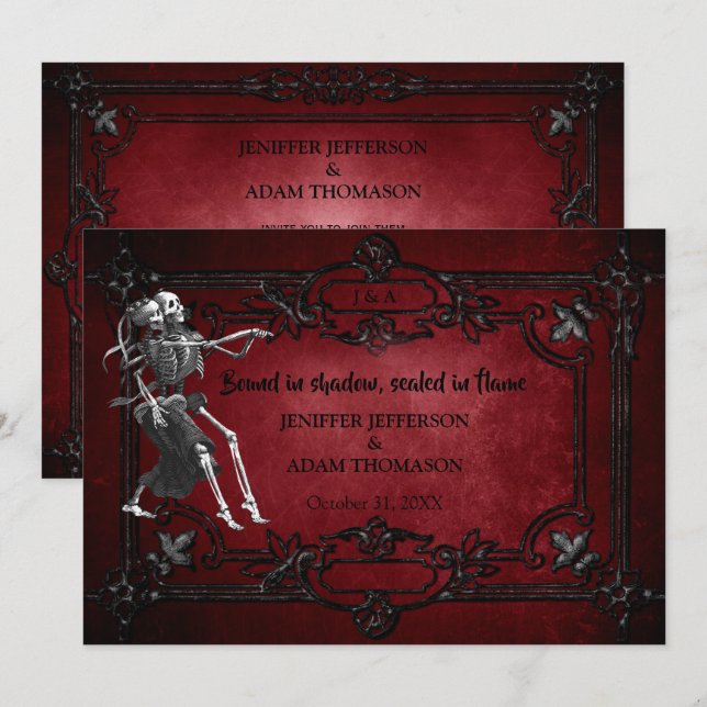 Convite Gothic Halloween wedding invitation (Frente/Verso)