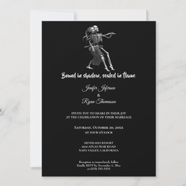 Convite Gothic halloween wedding Invitation (Frente)