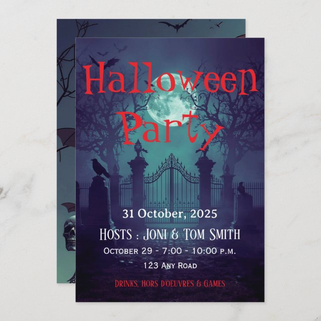 Convite Gothic Haunted Gate Invitation | Spooky Halloween  (Frente/Verso)