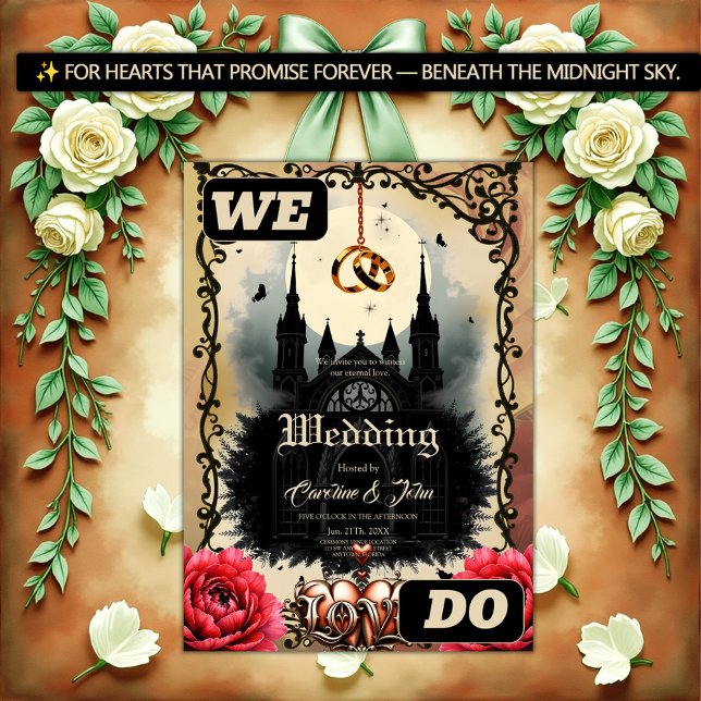 Convite Gothic Moon –Eternal Love Beneath the Midnight Sky (Criador carregado)