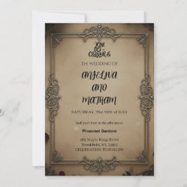 Convite Gothic Raven Floral Wedding Arch Invitation