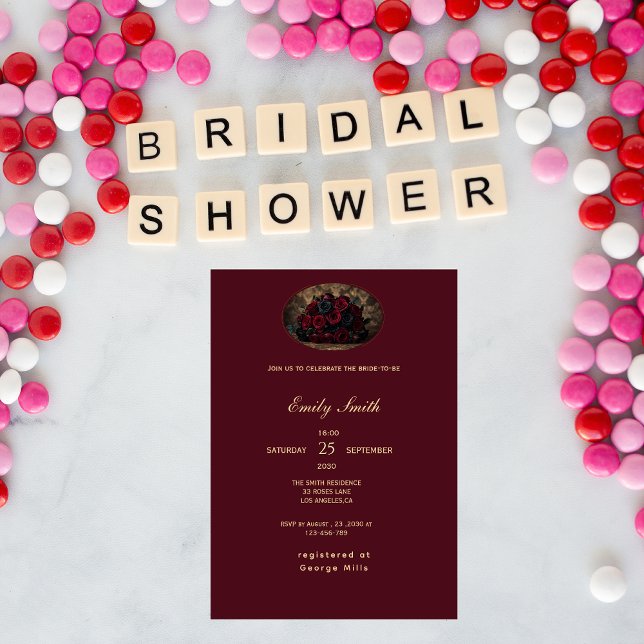 Convite Gothic Romance Custom Photo Elegant Bridal Shower (Criador carregado)