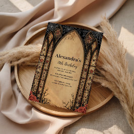 Convite Gothic Stained Arch Rose Birthday