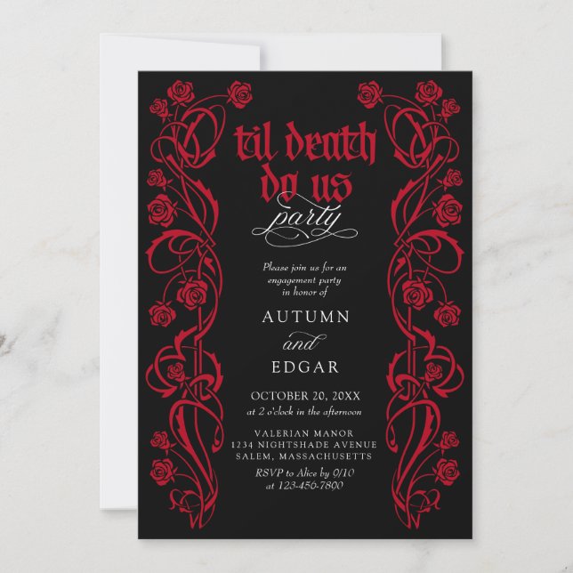 Convite Gothic Til Death Engagement Party (Frente)