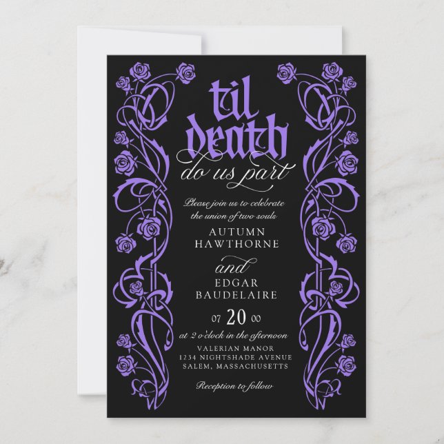 Convite Gothic Til Death Wedding (Frente)