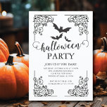 Convite Gothic Vintage Bat Halloween<br><div class="desc">Este convite elegante apresenta um motivo de morcego vintage em preto e branco. É a maneira perfeita de adicionar um toque de charme gótico à sua festa de Halloween e garantir que seus convidados saibam que estão em um bom momento assustador. É um sucesso para todos que o recebem.</div>