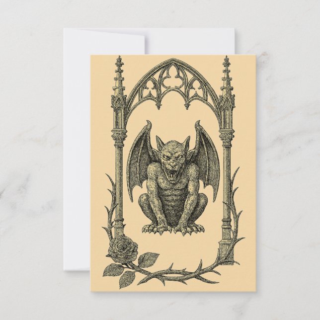 Convite Gothic Wedding Invitation – Gargoyle (AI-Gen) (Frente)