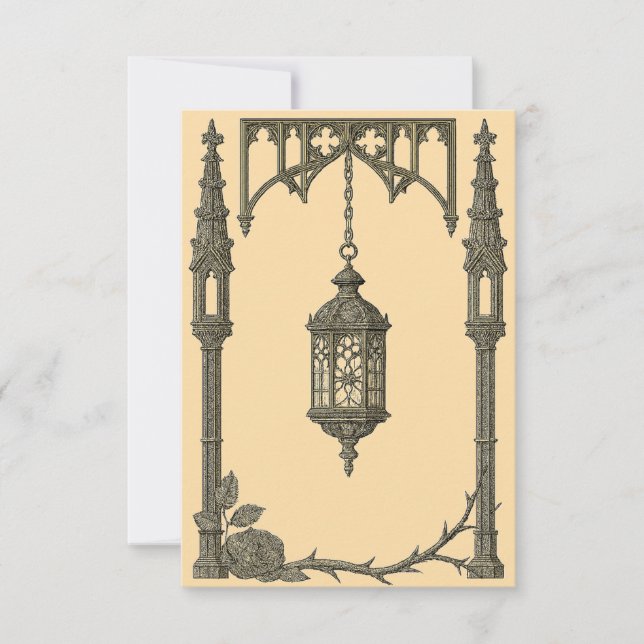 Convite Gothic Wedding Invitation – Hanging Lantern AI-Gen (Frente)