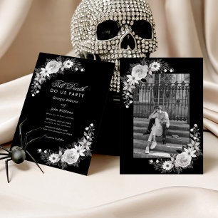 Convite Gótica Até Morte Nos Fizemos Casamento Floral Negr