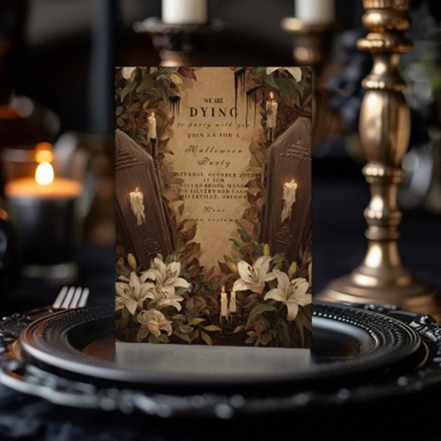 Convite Gótica Coffin Candlelight Halloween Soirée (Criador carregado)