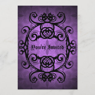 Convite Gótica elegante, festa roxa e negra