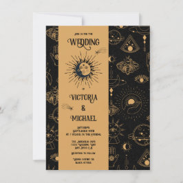 Convite Gótica Mystical Moon Stars Mth Dark Wedding Invit