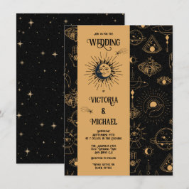 Convite Gótica Mystical Moon Stars Mth Dark Wedding Invit