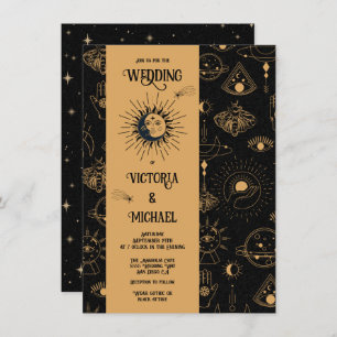 Convite Gótica Mystical Moon Stars Mth Dark Wedding Invit
