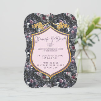 Convite Gótica Rosa Romântica Flor Moody Crânio