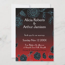 Convite Gótico casamento Gótico Red Black Grunge Halloween