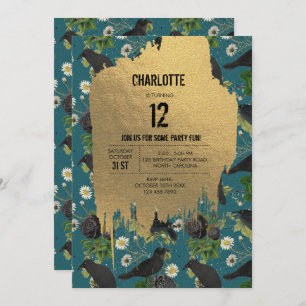 Convite Gótico Corvos e Rosas Negros Dia das Bruxas