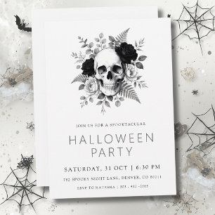 Convite Gótico Crânio & Rosas Halloween