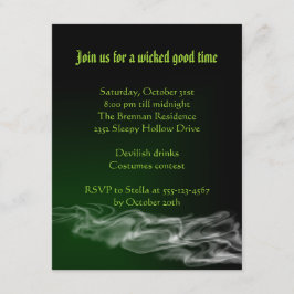 Convite gótico de Halloween com fumaça verde sinis
