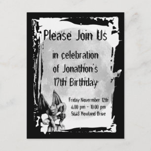 Convite gótico do aniversário da gárgula e da L